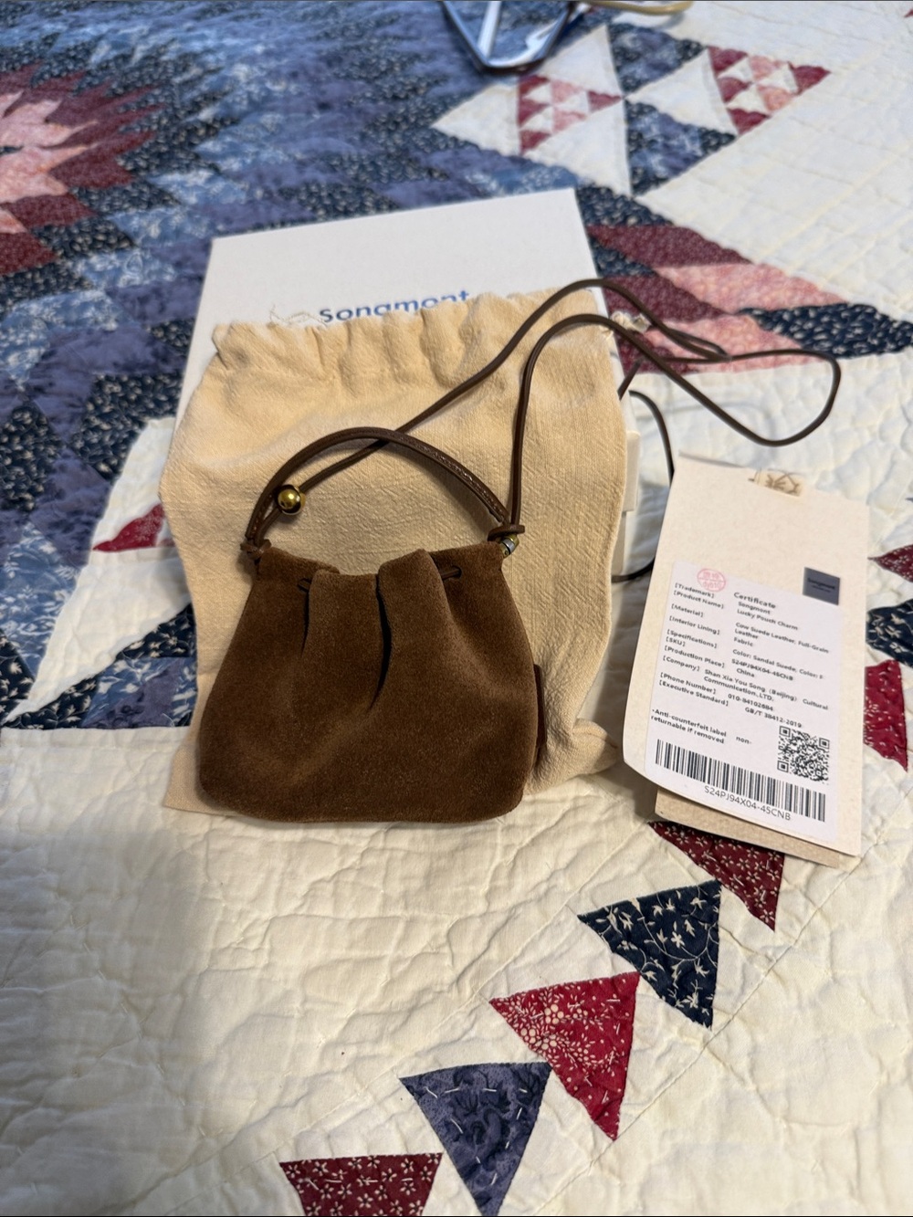 Songmont Brown Suede Lucky Pouch Charm